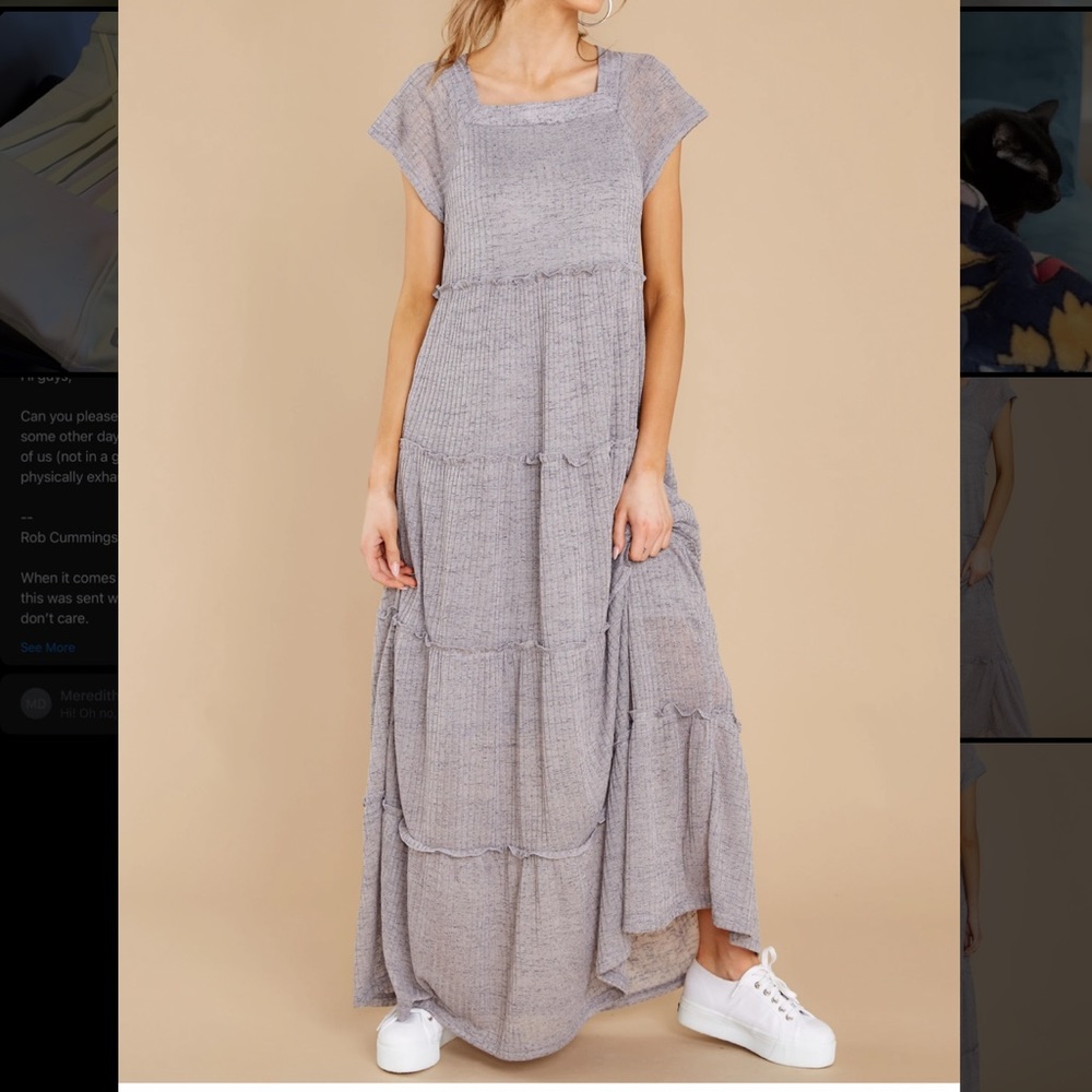 Res Dress - Listicle Dusty Blue Knit Maxi Dress